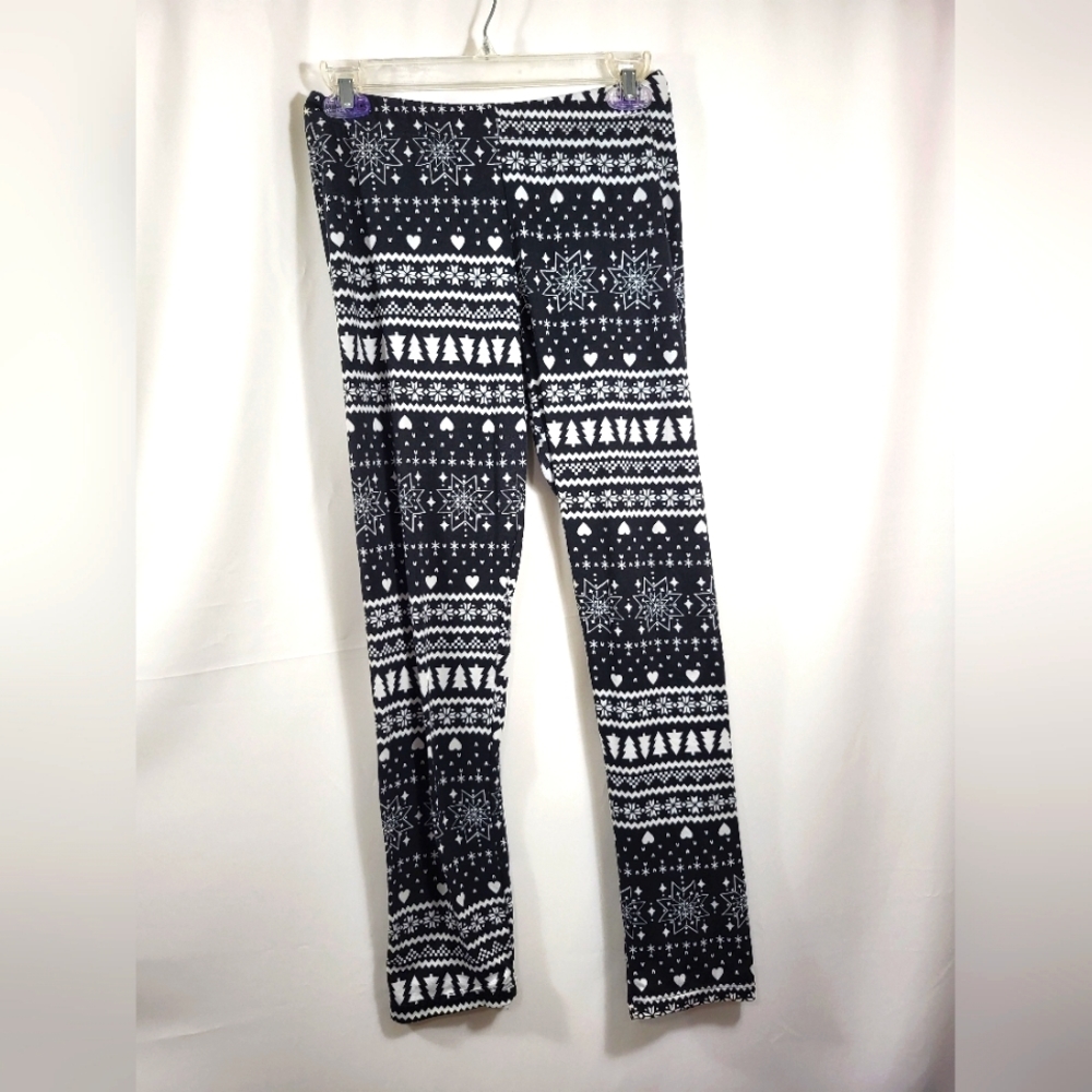 SWEET black white heart leggings women's L  #996